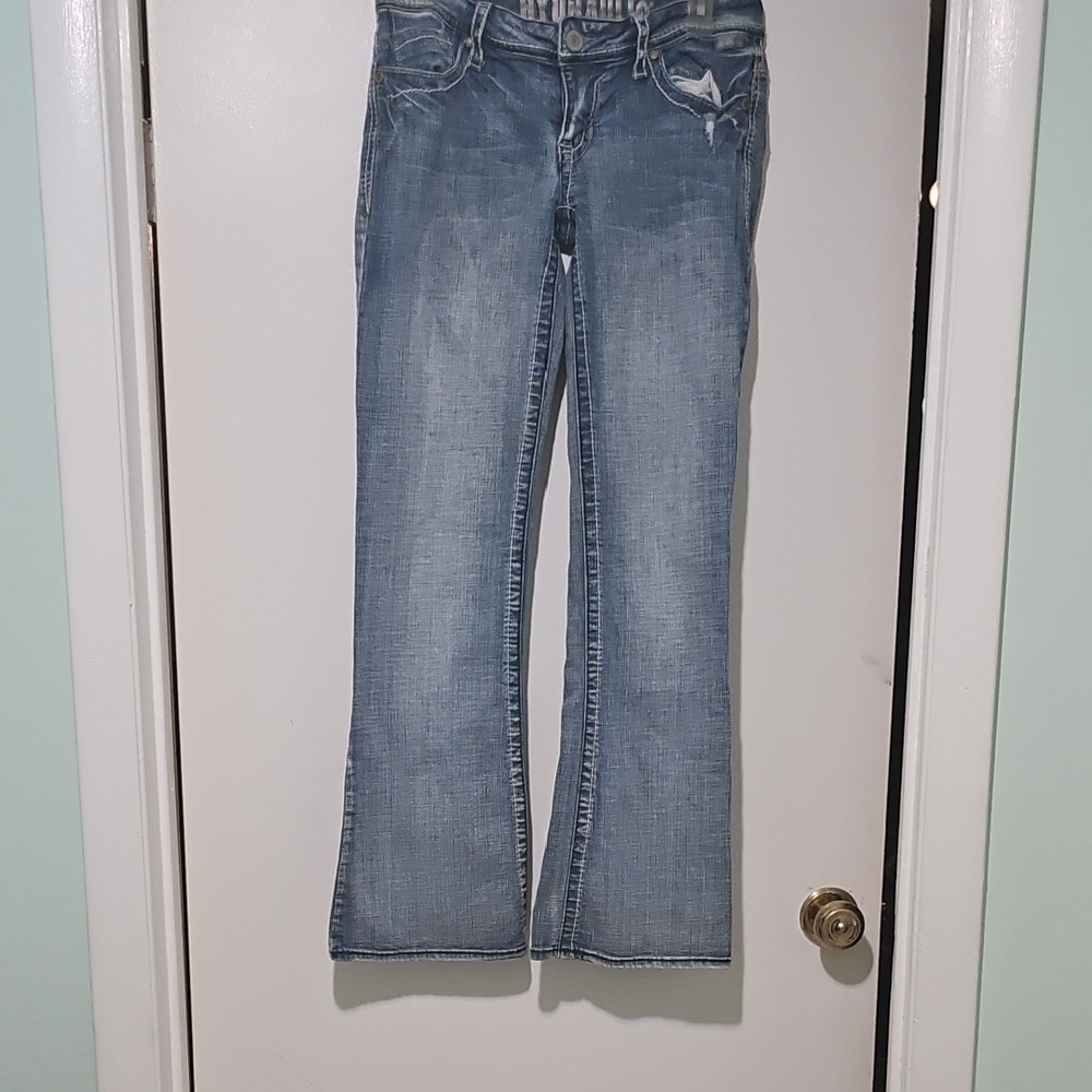Size 9/10 Short "Vintage" Hydraulic Blue Bootcut Jeans